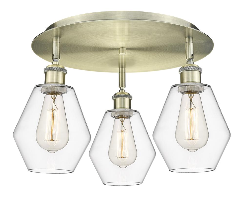 Cindyrella - 3 Light - 18 inch - Antique Brass - Flush Mount