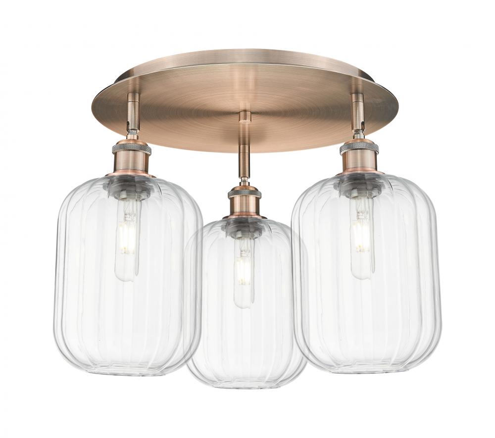 Preston Cylinder - 3 Light - 19 inch - Antique Copper - Flush Mount