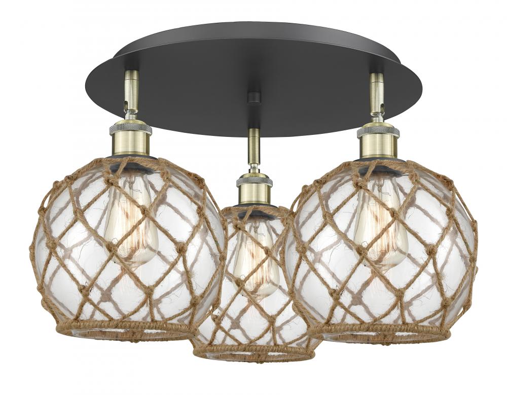 Farmhouse Rope - 3 Light - 20 inch - Black Antique Brass - Flush Mount