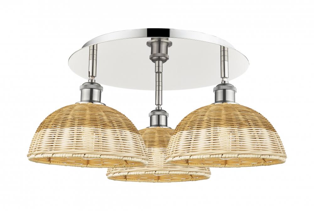 Bristol Natural II - 3 Light - 21 inch - Polished Nickel - Flush Mount