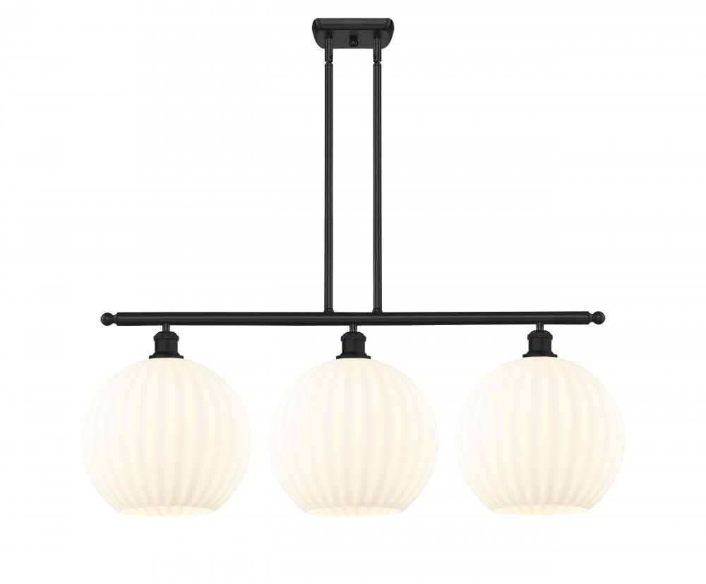 White Venetian - 3 Light - 39 inch - Matte Black - Stem Hung - Island Light