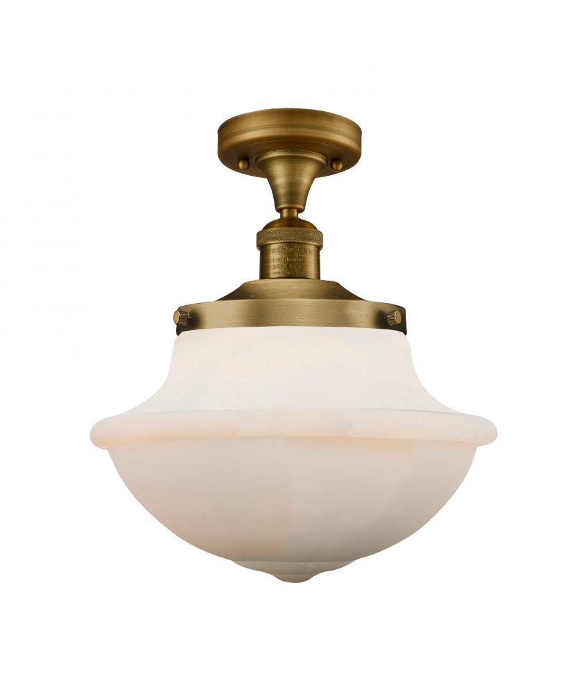 Oxford - 1 Light - 12 inch - Brushed Brass - Semi-Flush Mount