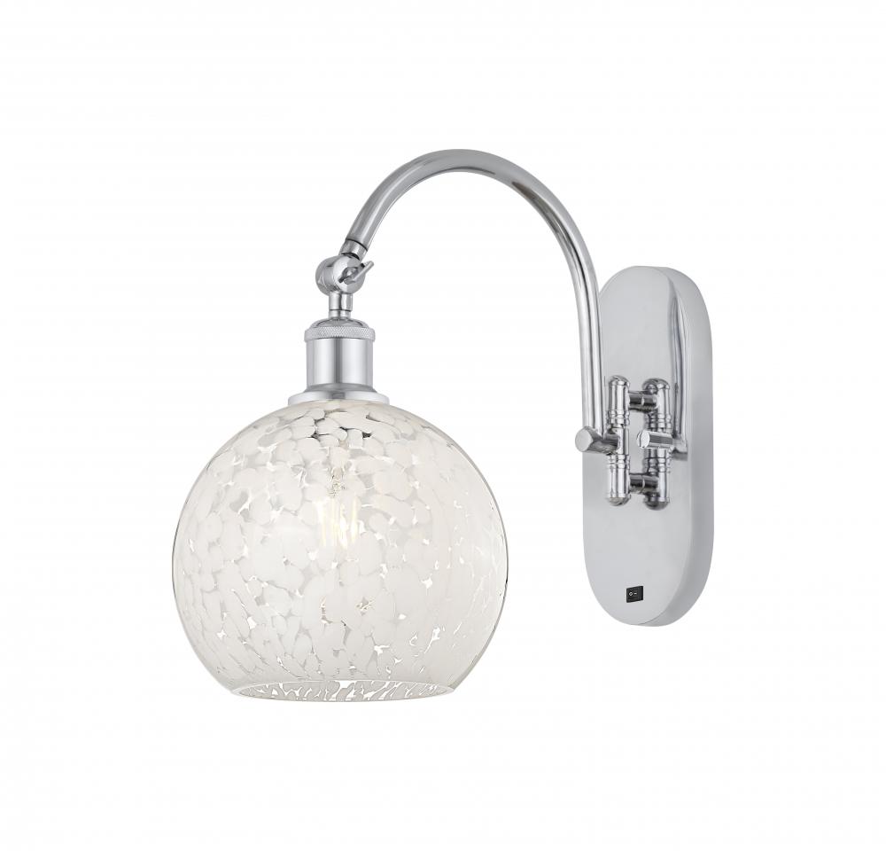 White Mouchette - 1 Light - 8 inch - Polished Chrome - Sconce