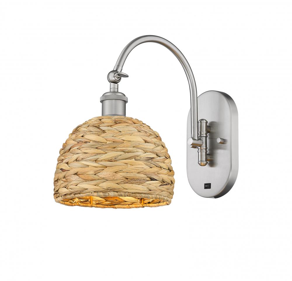 Woven Rattan - 1 Light - 8 inch - Satin Nickel - Sconce