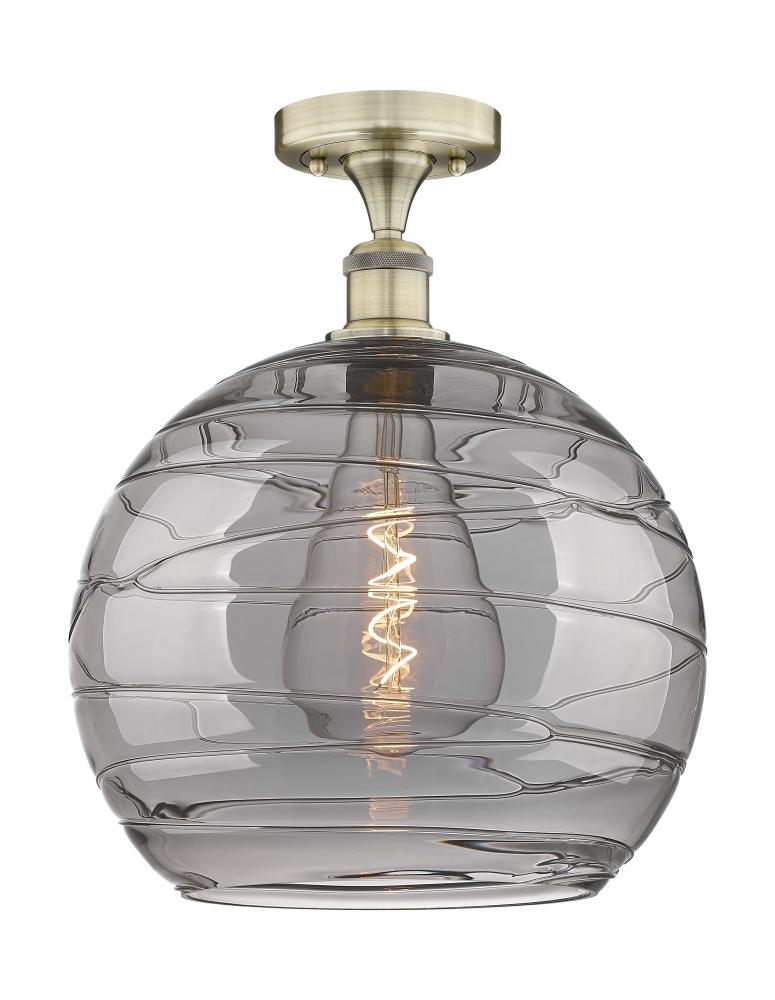 Athens Deco Swirl - 1 Light - 14 inch - Antique Brass - Semi-Flush Mount