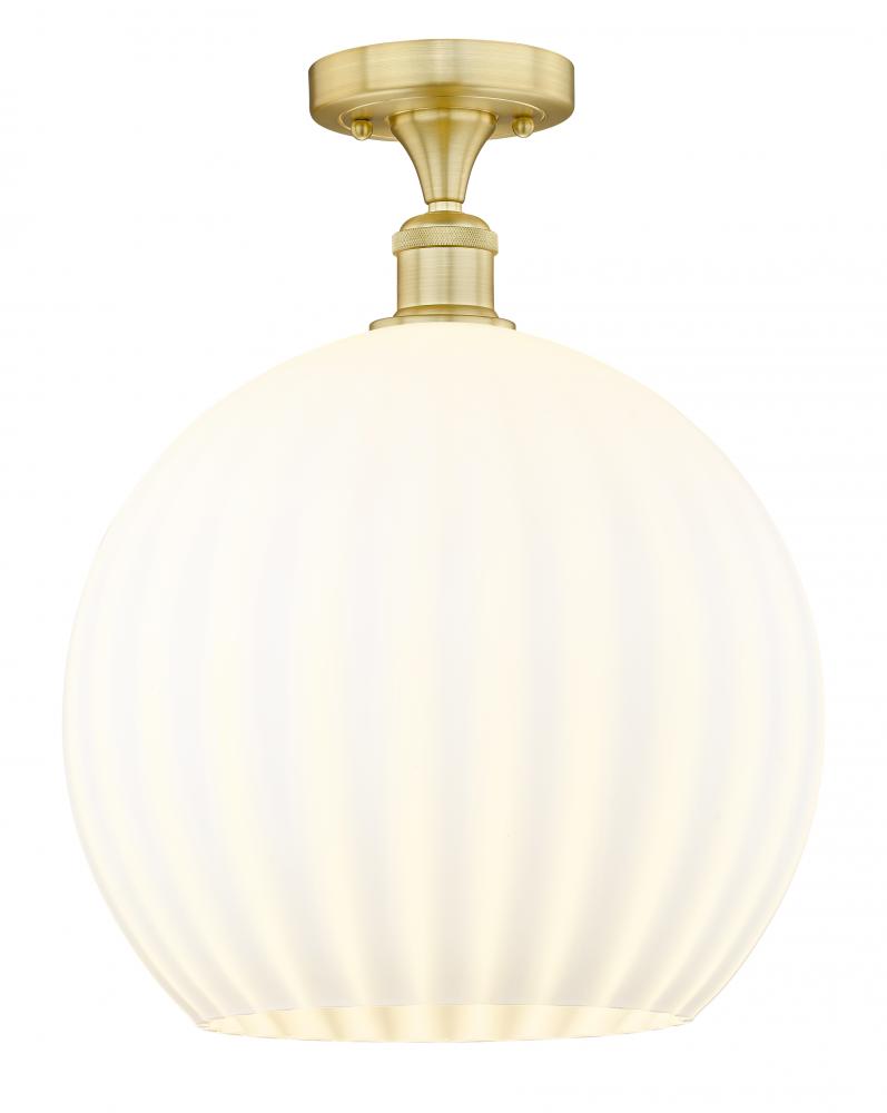 White Venetian - 1 Light - 14 inch - Satin Gold - Semi-Flush Mount