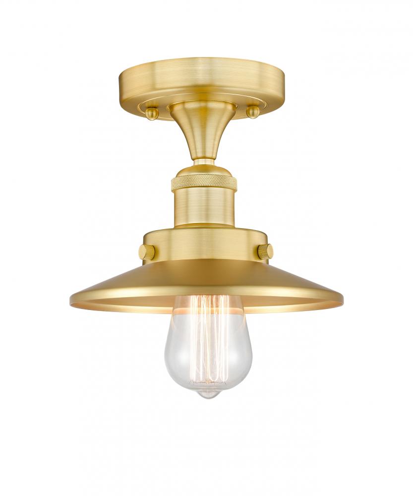 Edison - 1 Light - 8 inch - Satin Gold - Semi-Flush Mount