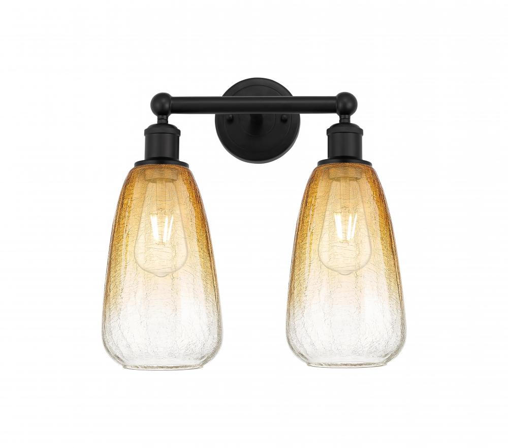 Brookhaven Almond - 2 Light - 15 inch - Matte Black - Bath Vanity Light