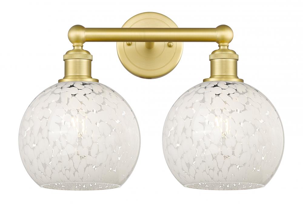 White Mouchette - 2 Light - 17 inch - Satin Gold - Bath Vanity Light