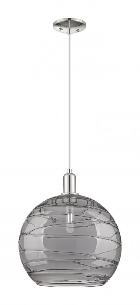 Athens Deco Swirl - 1 Light - 14 inch - Polished Nickel - Cord hung - Mini Pendant