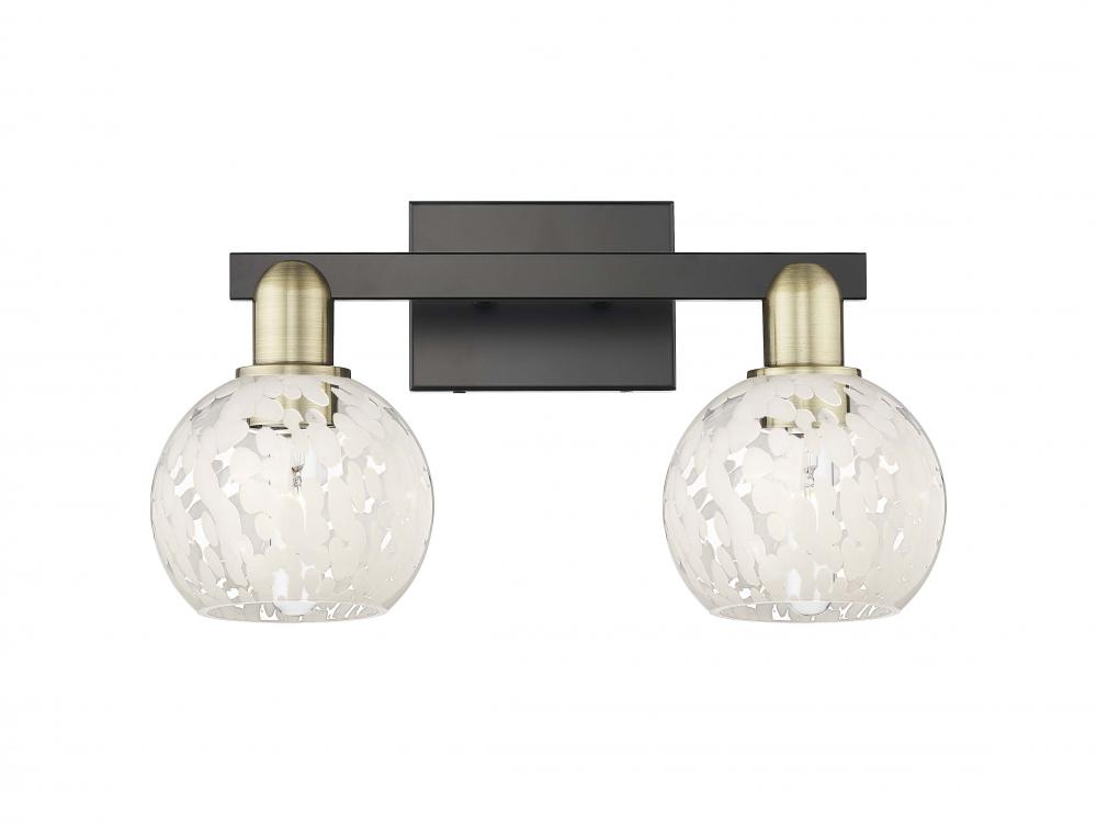 White Mouchette - 2 Light - 17 inch - Black Antique Brass - Bath Vanity Light