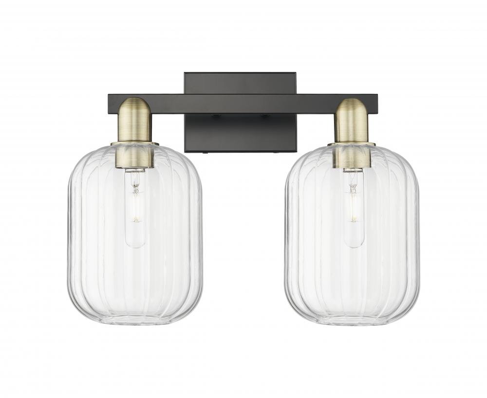 Preston Cylinder - 2 Light - 16 inch - Black Antique Brass - Bath Vanity Light