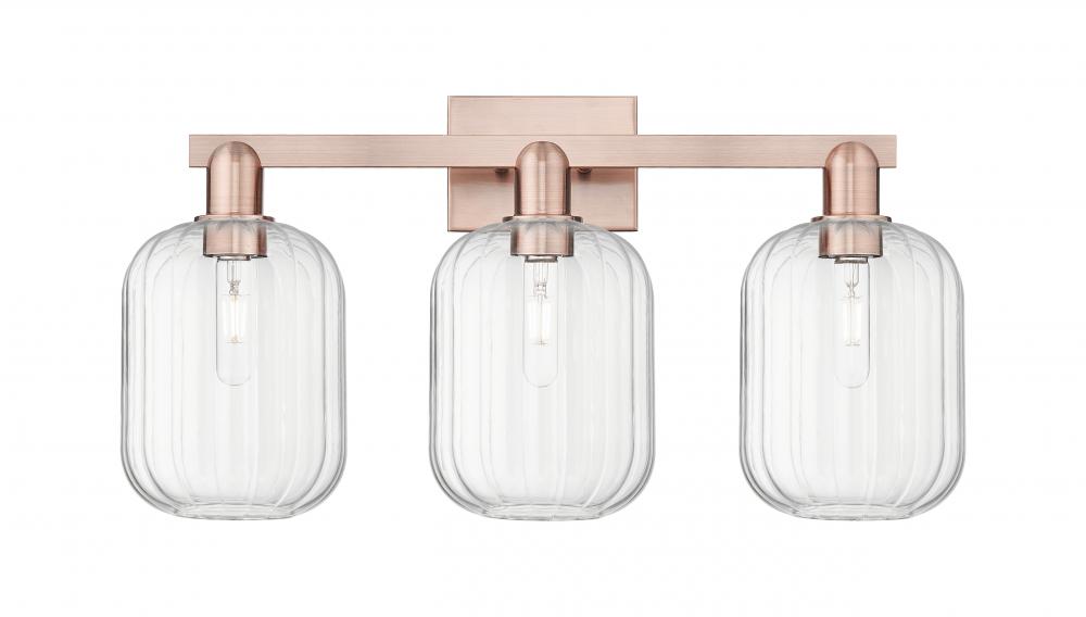 Preston Cylinder - 3 Light - 26 inch - Antique Copper - Bath Vanity Light