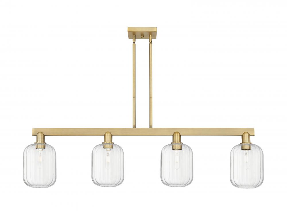 Preston Cylinder - 4 Light - 48 inch - Brushed Brass - Cord hung - Island Light