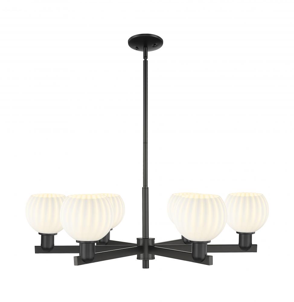 White Venetian - 6 Light - 36 inch - Black Antique Brass - Stem hung - Chandelier