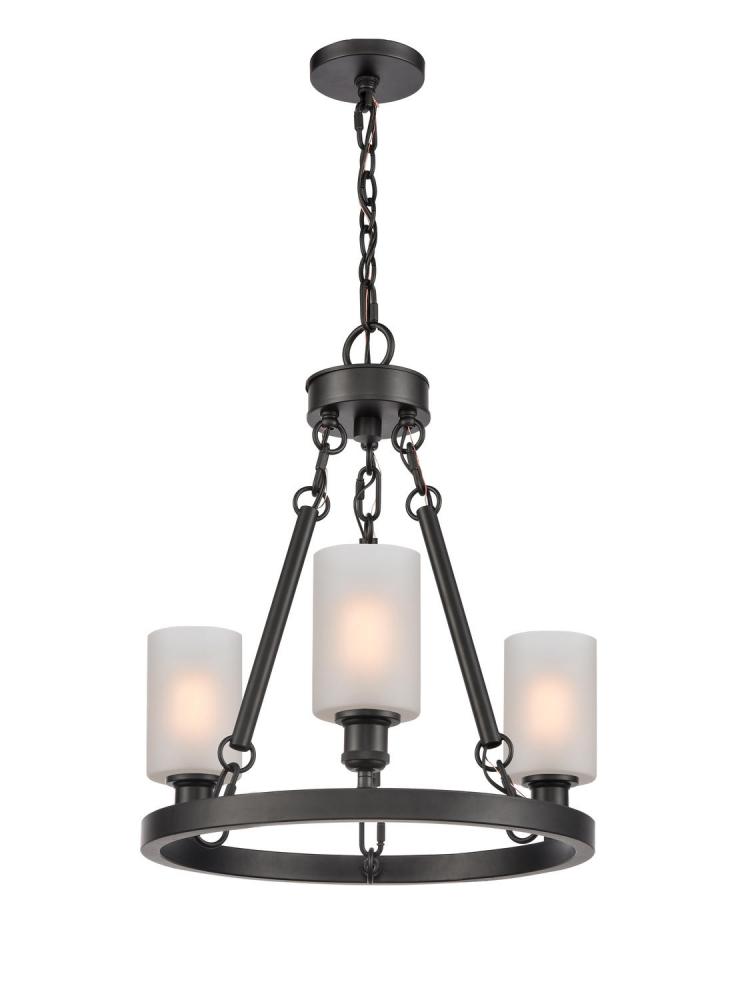 Clymer - 3 Light - 20 inch - Matte Black - Chain Hung - Mini Chandelier