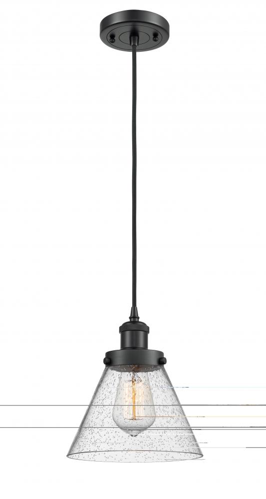 Cone - 1 Light - 8 inch - Matte Black - Cord hung - Mini Pendant