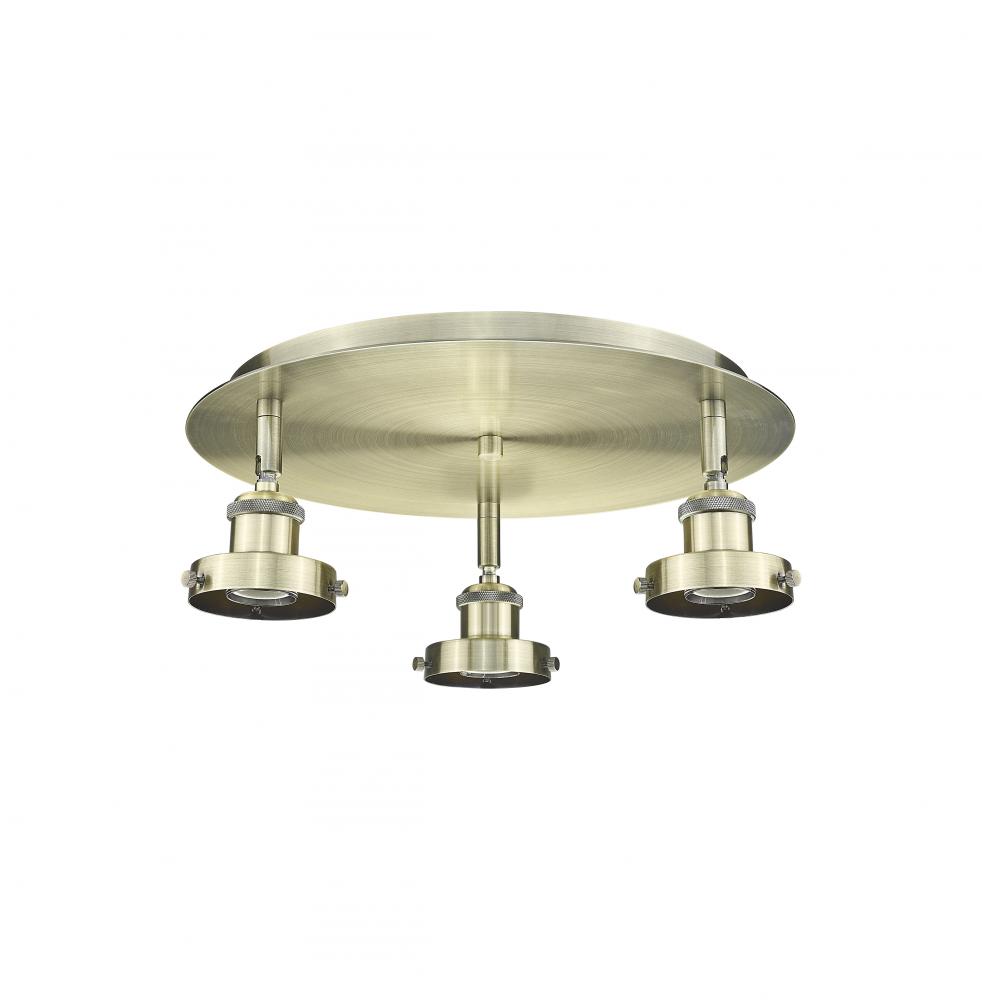 Ballston Urban - 3 Light - 15 inch - Antique Brass - Flush Mount