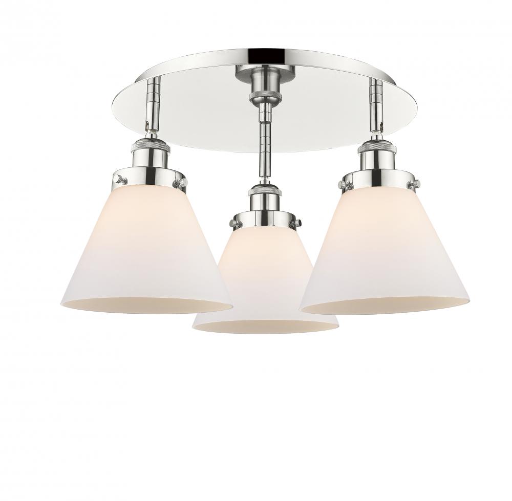 Cone - 3 Light - 20 inch - Polished Nickel - Flush Mount