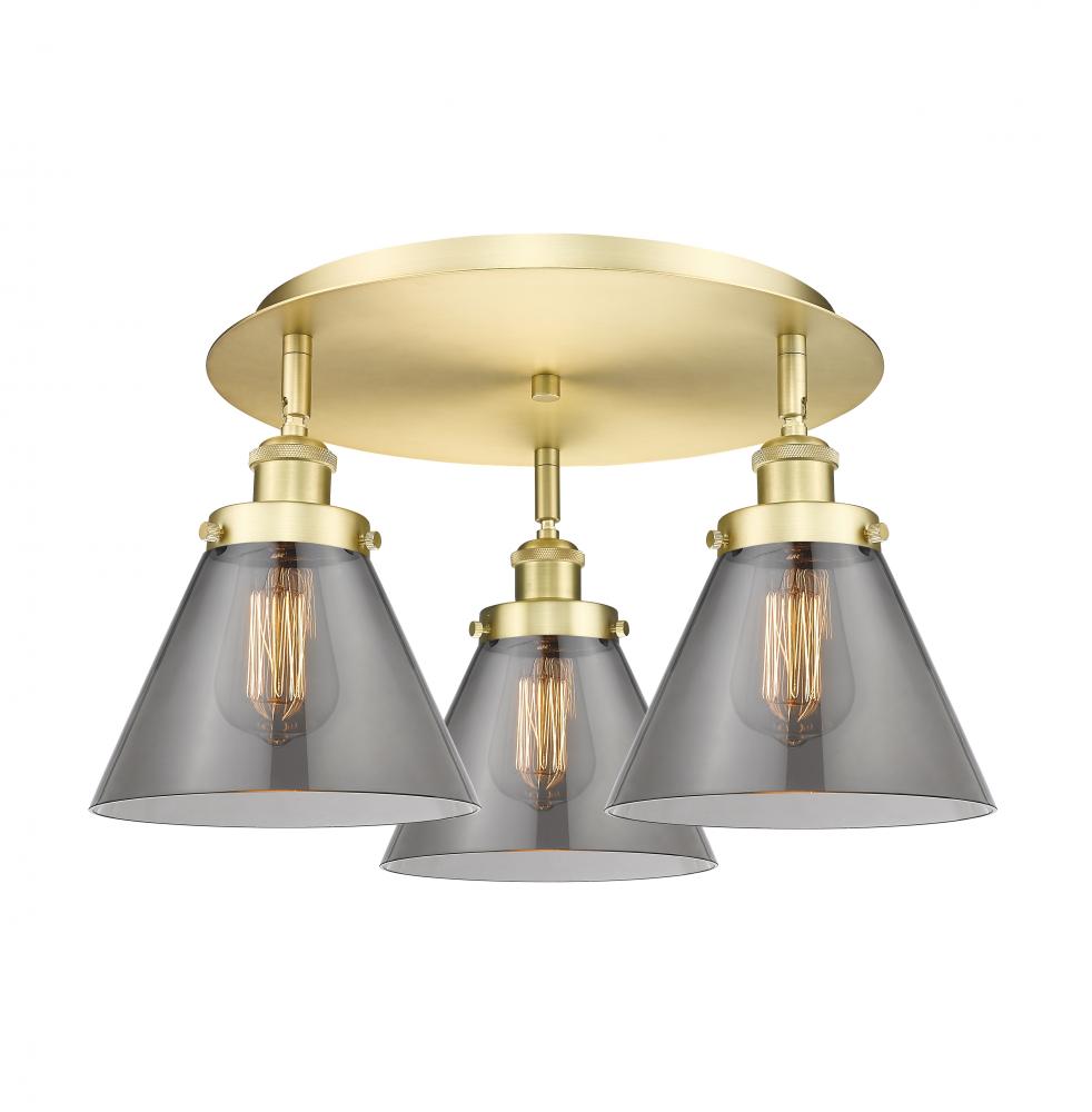 Cone - 3 Light - 20 inch - Satin Gold - Flush Mount