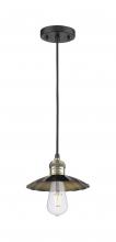 Innovations Lighting 201C-BAB-M17-BK - Scallop - 1 Light - 8 inch - Black Antique Brass - Cord Hung - Mini Pendant