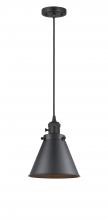 Innovations Lighting 201CSW-BK-M13-BK - Appalachian - 1 Light - 8 inch - Matte Black - Cord hung - Mini Pendant