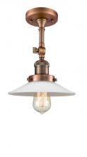 Innovations Lighting 201F-AC-G1 - Halophane - 1 Light - 9 inch - Antique Copper - Semi-Flush Mount