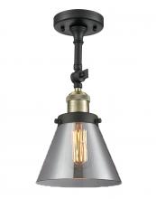 Innovations Lighting 201F-BAB-G43 - Cone - 1 Light - 8 inch - Black Antique Brass - Adjustable Semi-Flush Mount