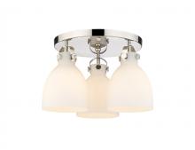 Innovations Lighting 410-3F-PN-G412-7WH - Newton Bell - 3 Light - 18 inch - Polished Nickel - Flush Mount