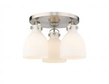 Innovations Lighting 410-3F-SN-G412-7WH - Newton Bell - 3 Light - 18 inch - Satin Nickel - Flush Mount