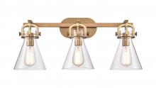 Innovations Lighting 410-3W-BB-G411-7CL - Newton Cone - 3 Light - 27 inch - Brushed Brass - Bath Vanity Light