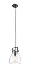 Innovations Lighting 411-1SS-BK-G412-8CL - Newton Bell - 1 Light - 8 inch - Matte Black - Mini Pendant