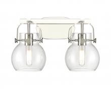 Innovations Lighting 423-2W-PN-G410-6CL - Pilaster II Sphere - 2 Light - 17 inch - Polished Nickel - Bath Vanity Light