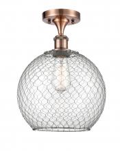 Innovations Lighting 516-1C-AC-G122-10CSN - Farmhouse Chicken Wire - 1 Light - 10 inch - Antique Copper - Semi-Flush Mount