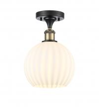 Innovations Lighting 516-1C-BAB-G1217-8WV - White Venetian - 1 Light - 8 inch - Black Antique Brass - Semi-Flush Mount