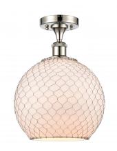 Innovations Lighting 516-1C-PN-G121-10CSN - Farmhouse Chicken Wire - 1 Light - 10 inch - Polished Nickel - Semi-Flush Mount