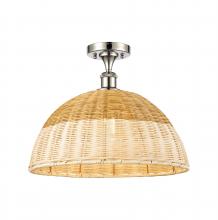 Innovations Lighting 516-1C-PN-NBD2-16-NAT - Bristol Natural II - 1 Light - 16 inch - Polished Nickel - Semi-Flush Mount
