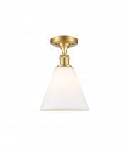 Innovations Lighting 516-1C-SG-GBC-81 - Berkshire - 1 Light - 8 inch - Satin Gold - Semi-Flush Mount