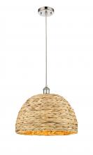 Innovations Lighting 516-1P-PN-RBD-16-NAT - Woven Rattan - 1 Light - 16 inch - Polished Nickel - Mini Pendant