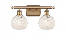 Innovations Lighting 516-2W-BB-G1216-6WM - White Mouchette - 2 Light - 16 inch - Brushed Brass - Bath Vanity Light