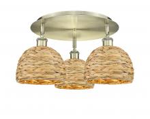 Innovations Lighting 516-3C-AB-RBD-8-NAT - Woven Rattan - 3 Light - 20 inch - Antique Brass - Flush Mount