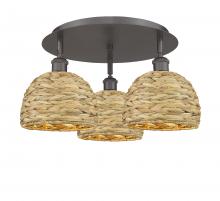 Innovations Lighting 516-3C-OB-RBD-8-NAT - Woven Rattan - 3 Light - 20 inch - Oil Rubbed Bronze - Flush Mount