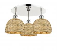 Innovations Lighting 516-3C-PN-RBD-8-NAT - Woven Rattan - 3 Light - 20 inch - Polished Nickel - Flush Mount