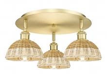 Innovations Lighting 516-3C-SG-NBD2-75-NAT - Bristol Natural II - 3 Light - 19 inch - Satin Gold - Flush Mount