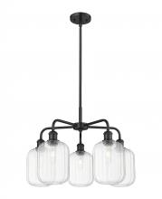 Innovations Lighting 516-5CR-BK-G460-7CL - Preston Cylinder - 5 Light - 25 inch - Matte Black - Stem hung - Chandelier