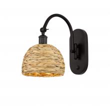 Innovations Lighting 518-1W-OB-RBD-8-NAT - Woven Rattan - 1 Light - 8 inch - Oil Rubbed Bronze - Sconce