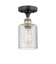 Innovations Lighting 616-1F-BAB-G112C-5CL - Cobbleskill - 1 Light - 5 inch - Black Antique Brass - Semi-Flush Mount