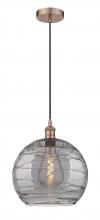 Innovations Lighting 616-1P-AC-G1213-14SM - Athens Deco Swirl - 1 Light - 14 inch - Antique Copper - Cord hung - Pendant