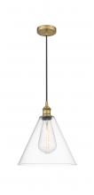 Innovations Lighting 616-1P-BB-GBC-122 - Berkshire - 1 Light - 12 inch - Brushed Brass - Cord hung - Mini Pendant