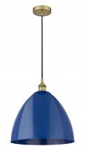 Innovations Lighting 616-1P-BB-MBD-16-BL - Plymouth - 1 Light - 16 inch - Brushed Brass - Cord hung - Mini Pendant